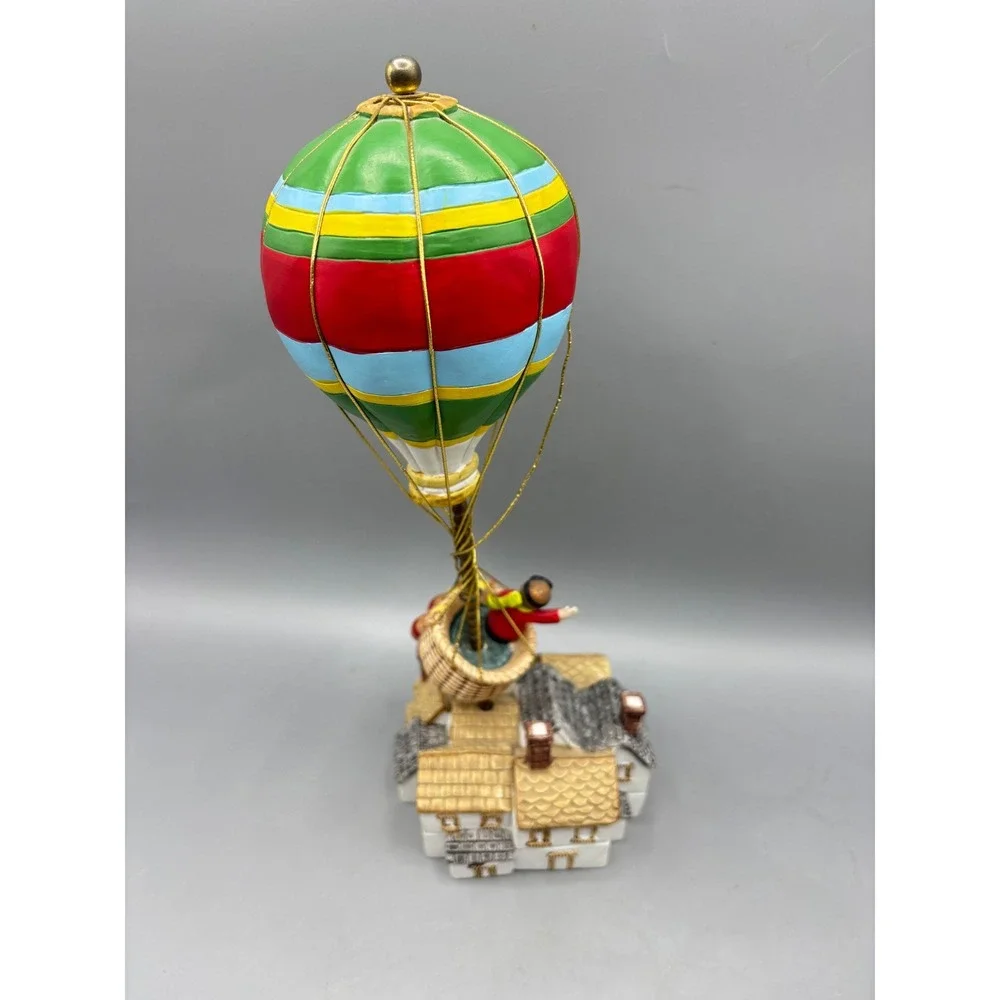Vtg 80s George Good Musical Hot Air Balloon Vintage Figurine With Pilot‎ House